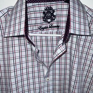 English Laundry Christopher Wicks Men's 16 32/33 Flip Cuff Shirt Button plaid